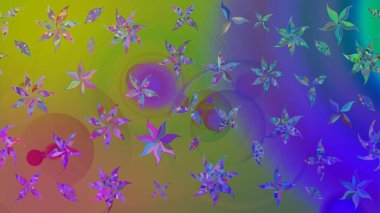 Kumaş desenli papatya çiçeği detayı. Mor renkte çiçekler.