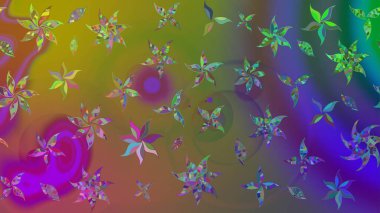 Raster. Yeşil renkte güzel çiçekler, suluboya desenli eskiz deseni, duvar kağıdı, kart veya kumaş için fayanslı..