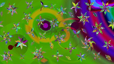 Yeşil renkli çiçekler. Çiçek desenli eskiz. Tişört baskısı için çiçek boyama rasteriName.