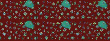 Çiçek tasarımı için inanılmaz bir kolaj cenneti tarzı. Çiçekli zambakların eskiz geçmişi. Parlak çiçekli kolaj çiçekleri kırmızı.