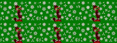 Yeşil renkli çiçekler. Kumaş desenli papatya çiçekleri ayrıntıları.