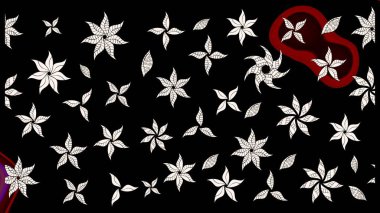 Raster illüstrasyonundaki çiçek desenli çizim. Siyah renkte çiçekler.