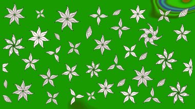 Yeşil ve nötr renklerde çiçekler. Tropik çiçek desenleri. Raster illüstrasyonu.