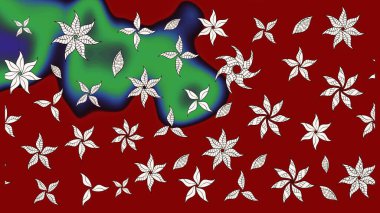 Kırmızı ve nötr renklerde çiçekler. Tropik çiçekler. Gömlek çizimi Arkaplan Deseni.