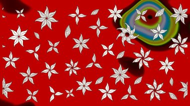 Raster illüstrasyonundaki çiçek desenli çizim. Kırmızı ve nötr renkte çiçekler.