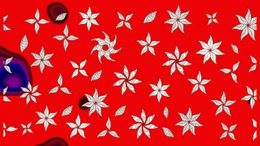 Çiçek süslemeli çizim deseni. Raster illüstrasyonu. Kırmızı ve nötr renkte çiçekler.