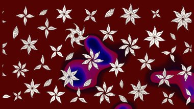 Düz Çiçek Elementleri Tasarımı. Çiçeksel fantezi tasarımı ve parlak bir arka plan çizimi. Renkli Bahar Teması çizim şablonu.