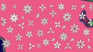 Düz Çiçek Elementleri Tasarımı. Pembe ve nötr renklerde çiçekler. Renkli Bahar Teması eskiz kalıbı. Güzel çiçek deseni..