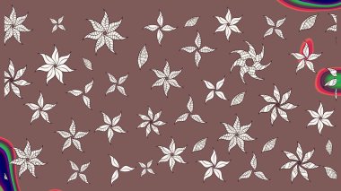 Taslak desenli, modaya uygun kumaş deseni. Düz Çiçek Elementleri Tasarımı. Raster illüstrasyonu. Şirin çiçek elementleri. Renkli Bahar Teması çizim şablonu.