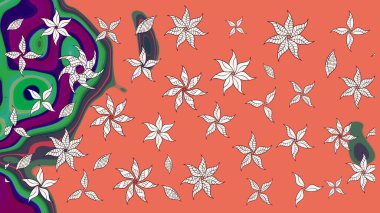 Küçük çiçekte güzel bir desen. Moda baskıları için zarif bir şablon. Küçük renkli çiçekler. Turuncu ve nötr çiçekli bahar çiçekleri. Motley illüstrasyonu.