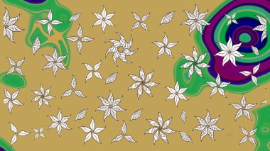 Raster. Sarı ve nötr renkte güzel çiçekli eskiz deseni, suluboya çiçek deseni, duvar kağıdı, kart veya kumaş için fayanslı.