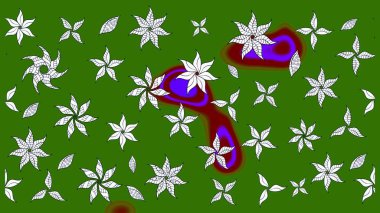 Raster illüstrasyonundaki çiçek desenli çizim. Yeşil ve nötr renkte çiçekler.