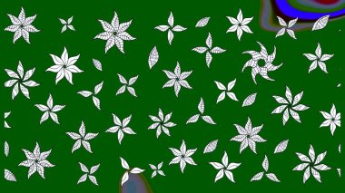 Raster illüstrasyonu. Yeşil ve nötr renklere karalamalar çizilmiş çiçek deseni.