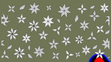 Yeşil ve beyaz renkli çiçekler. Raster düz çiçek çizim deseni. Tasarım hediye paketi, tebrik kartları, posterler ve afiş tasarımı.