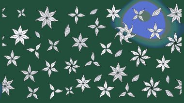 Varicologreen ve nötr raster çizimi. Bir sürü yeşil ve nötr soyut çiçekli tropik eskiz deseni. Küçük çiçekte sevimli çiçek deseni var..