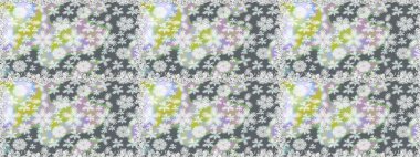 Gri renklerde. Gri renkli gri papatya deseni. Raster illüstrasyonu.