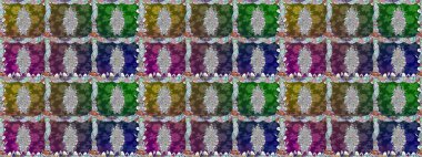 Çiçeksiz desenli arka plan. Düz Çiçek Elementleri Tasarım Raster illüstrasyonu. Renkli Bahar Temalı Kusursuz Arkaplan. Yeşil renkte çiçekler.