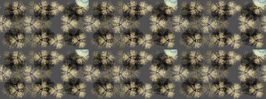 Çok renkli, zarif küçük çiçekler ve gri renkli komik böcekler, raster desen, illüstrasyon.