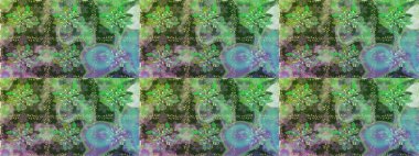 Nazikçe, güzel çiçek arkaplanı. Çiçekli karalama şeklinde Raster çiçek deseni. Yeşil renkte çiçekler.