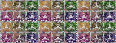 Halk tarzı. Modern çiçek arkaplanı. Moda baskıları için zarif bir şablon. Parlak renkli çiçekleri ve gri yaprakları olan, kusursuz çiçek desenleri..