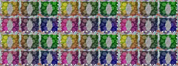 El çizimi dikişsiz sonbahar çiçekleri deseni. Yeşil renkli çiçekler. Renkli, yeşil, pürüzsüz desen. Doodle tarzı. Tekstil ve kapak tasarımı için mükemmel.