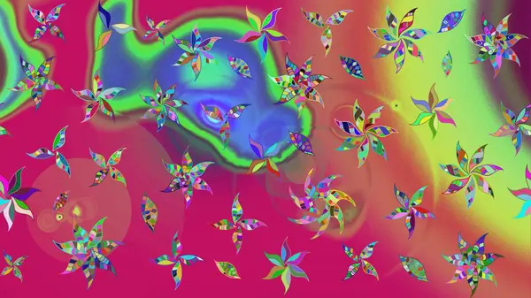 Raster illüstrasyonu. Düz Çiçek Elementleri Tasarımı. Şirin çiçek elementleri. Renkli Bahar Teması eskiz kalıbı. Çizim deseni Modaya uygun kumaş deseni.