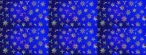 Moda baskıları için zarif bir şablon. Modern çiçek arkaplanı. Parlak renkli çiçekleri ve mavi yaprakları olan harika bir çiçek deseni. Halk stili.