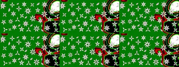 Suluboya çiçekli çiçek deseni. Raster illüstrasyonu. Yeşil renkli Asyalı tekstil.