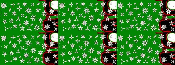 Renkli Bahar Teması eskiz kalıbı. Sevimli çiçek raster deseni. Yeşil renkli çiçekler. Düz Çiçek Elementleri Tasarımı.