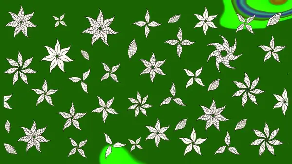 Çiçek desenli eskiz. Yeşil ve nötr renklerde çiçekler. Tişört baskısı için çiçek boyama rasteriName.