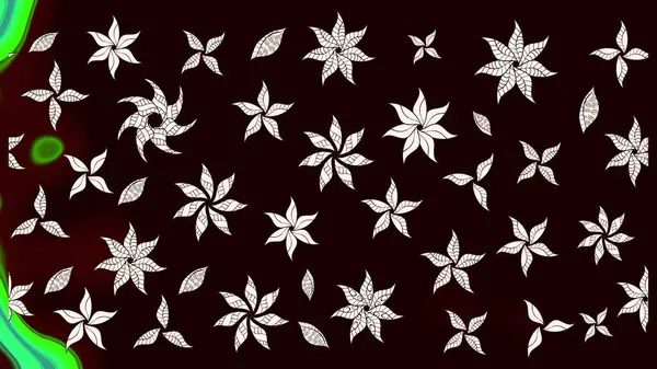 Raster illüstrasyonu. Yaprak ve çiçek suluboya resmi, siyah ve nötr renkler üzerine eskiz deseni. Yumuşak, bahar çiçekleri siyah ve nötr renklerde.