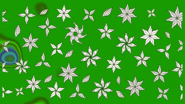 Klasik taslak çizimi. Raster çiçek izi. Çiçek yeşili ve nötr çizim deseni.