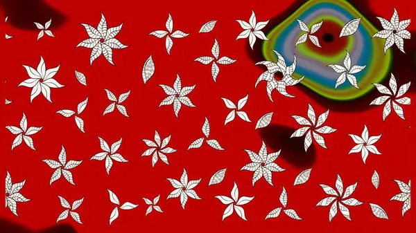 Raster illüstrasyonundaki çiçek desenli çizim. Kırmızı ve nötr renkte çiçekler.