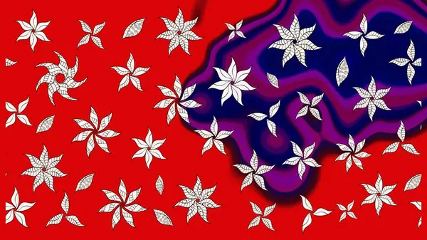 Çiçekli tebrik kartı. Kırmızı ve mavi renklerde. Doğum günü kartı ya da düğün davetiyesi. Raster illüstrasyonu. Çiçek arkaplan. Suluboya çiçek buketi.