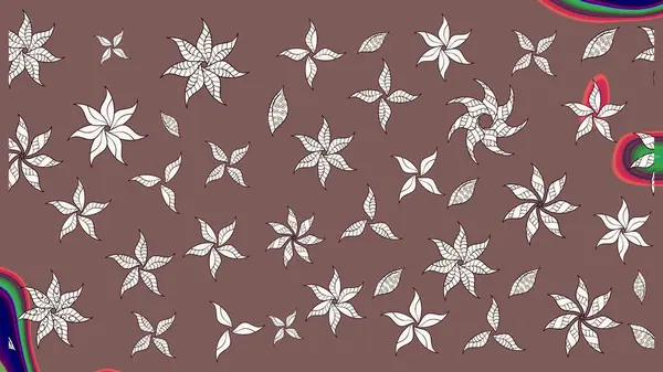 Taslak desenli, modaya uygun kumaş deseni. Düz Çiçek Elementleri Tasarımı. Raster illüstrasyonu. Şirin çiçek elementleri. Renkli Bahar Teması çizim şablonu.