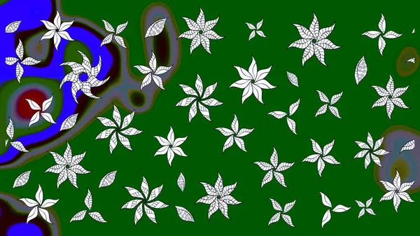 Renkli Bahar Teması eskiz kalıbı. Raster illüstrasyonundaki çiçek desenli çizim. Düz Çiçek Elementleri Tasarımı. Yeşil ve nötr renkte çiçekler.