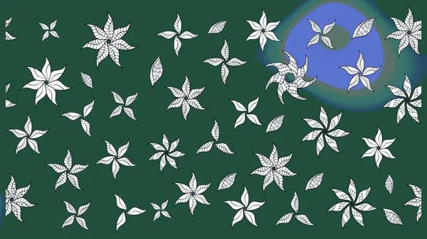 Varicologreen ve nötr raster çizimi. Bir sürü yeşil ve nötr soyut çiçekli tropik eskiz deseni. Küçük çiçekte sevimli çiçek deseni var..