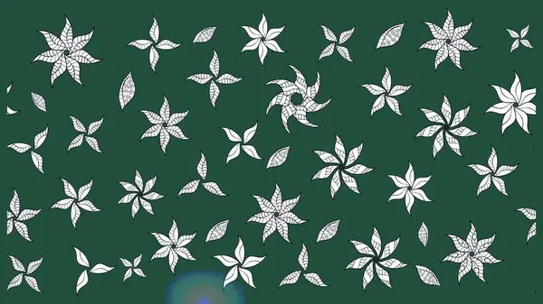 Çiçekli ipek eşarp. Yeşil ve nötr yeşil ve nötr. 1950-1960 motifleri. Retro tekstil tasarım koleksiyonu. El çizimi çiçek elementleri ile soyut çizim raster deseni.