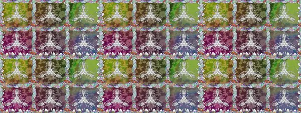 Raster illüstrasyonunda kusursuz çiçek deseni. Yeşil renkte çiçekler.