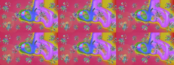 Pembe arka planda. Çocuksu tasarım. Tekstil, kumaş, ambalaj, hatıra defteri için hoş bir çiçek arkaplanı. Elle çizilmiş karalama çiçekleri ile Raster çizim deseni.