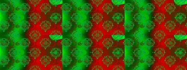 Raster illüstrasyonu. Çiçekli karalama şeklinde Raster çiçek deseni. Yeşil, kırmızı ve kahverengi renklerde bahar çiçekleri..