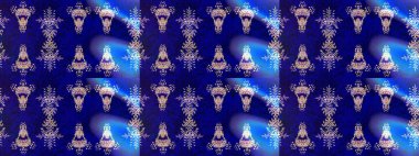 Mavi, nötr ve siyah renkte parlak çiçekli halı deseni.