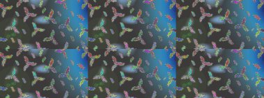 Güzel soyut kar taneleri raster tasarımı. Düz kar karalama ikonları, kar taneleri gri, mavi ve yeşil renkli siluetler noel afişi, kartlar. Yeni yıl kar tanesi.