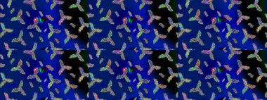 Düşen Noel stili kar taneleri. Güzel raster mavisi, siyah ve yeşil kar taneleri renkli bir arka planda izole edilmiş. Kar taneleri, kar yağışı. Görüntü.