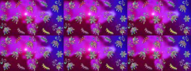 Kar taneleri radyal menekşe, mor ve kırmızı renkler. Renkli arka planda güzel kar taneleri. Raster illüstrasyonu..