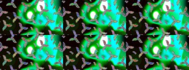 Renkli kar taneleri Raster çizimi. Güzel bir kış süsü. Raster yeşili, siyah ve mavi kar tanesinden izole edilmiş..