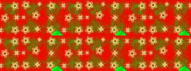 Noel ve yeni yıl moda baskıları için tatil tasarımı. Kar tanelerinin soyut arkaplanlı Noel şablonu. Kırmızı, kahverengi ve turuncu renkler. Raster illüstrasyonu.