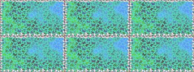 Moda Kumaşı Tasarımı. Raster. Elle çizilmiş illüstrasyon. Yeşil ve mavi renkli resimler. Şirin kelebeklerin kusursuz desenleri.