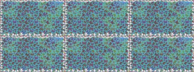 Renkli kelebeklerin kusursuz arka planı. Giysi tasarımı için mavi ve kahverengi arka planda dekorasyon. Raster illüstrasyonu.