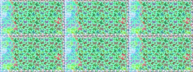 Kusursuz. Şirin kelebek mavisi ve yeşil raster deseni. Giysi tasarımı için dekor.